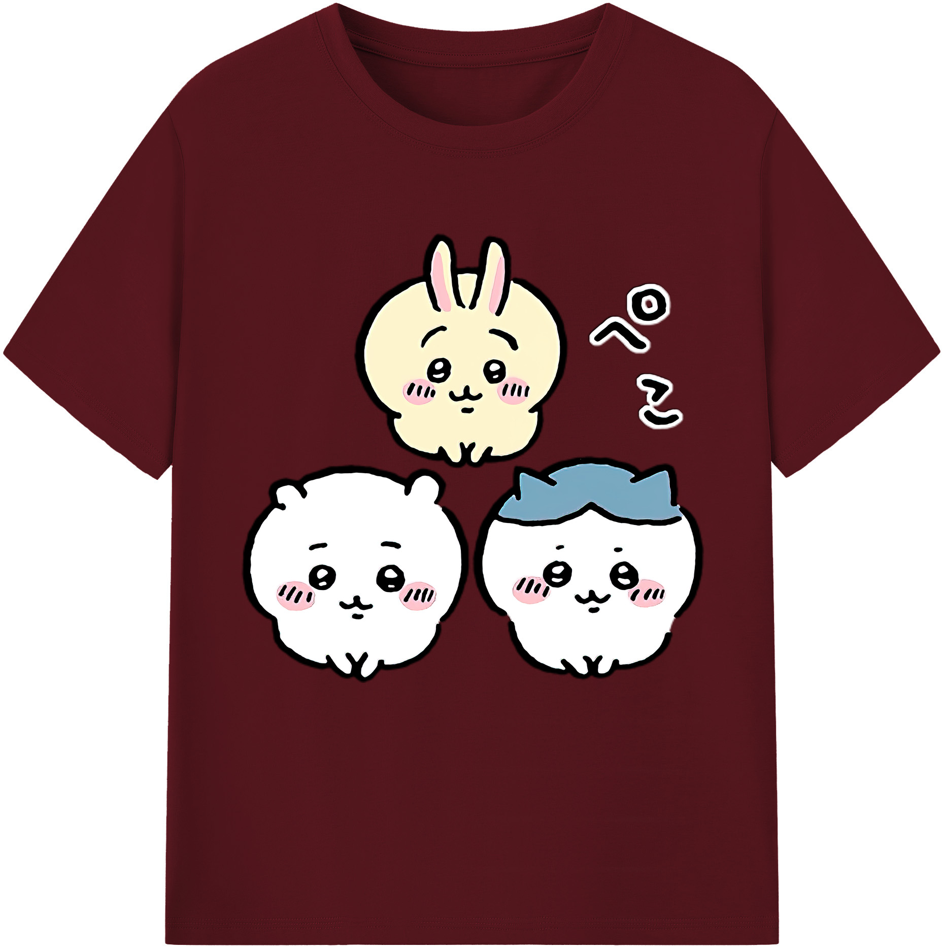 （画像用） ちいかわ うさぎ Chii-kawa usagi 綿100％半袖Tシャツ（フロントプリント）